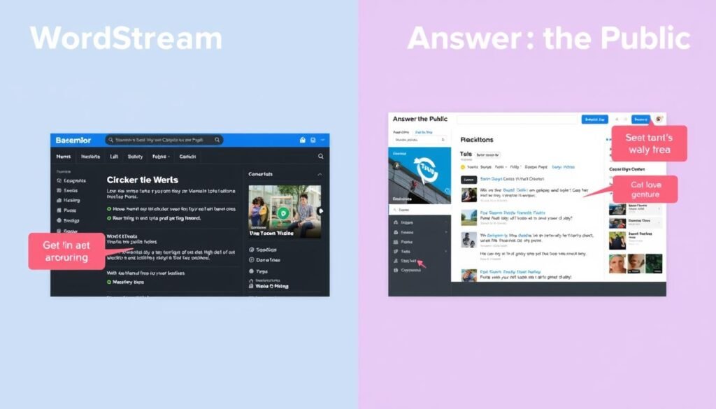 An image comparing WordStream and Answer the Public interfaces