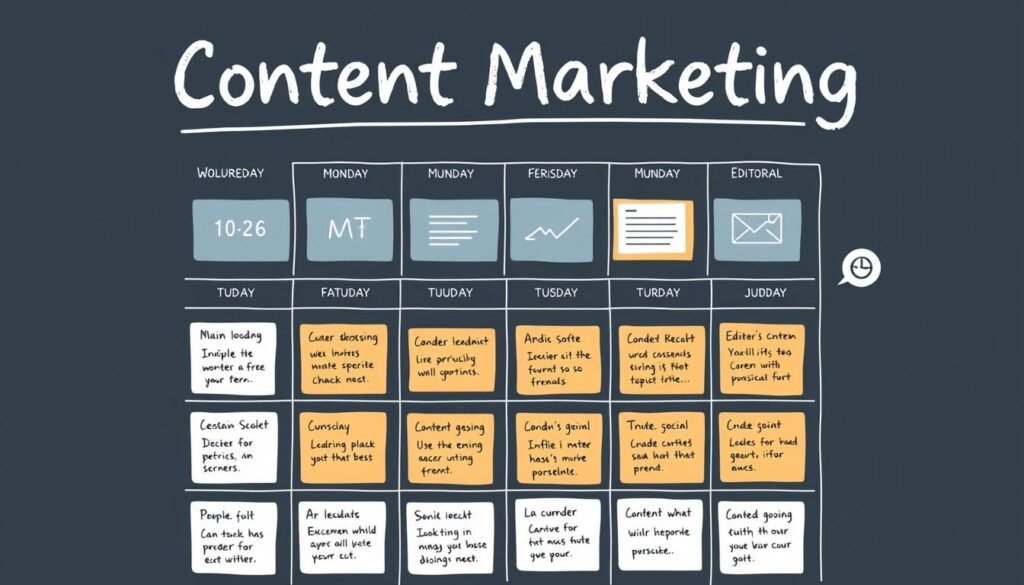 An image representing content marketing, such as a content calendar