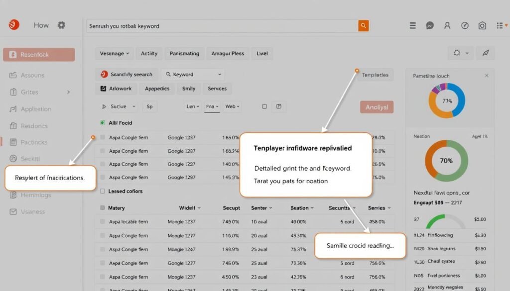 An image showing SEMrush dashboard with keyword research data