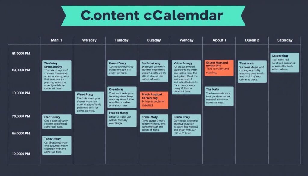 Create an image of a content calendar that highlights key dates and events for a marketing campaign.