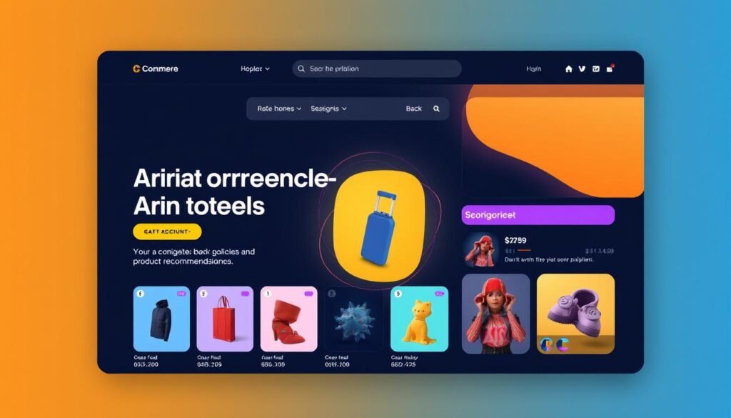 Generate an image depicting an e-commerce website with AI-driven product recommendations.