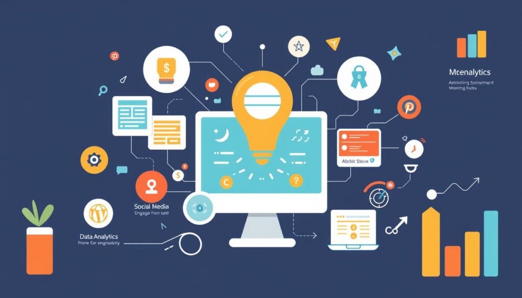Generate an image representing a comprehensive digital marketing strategy