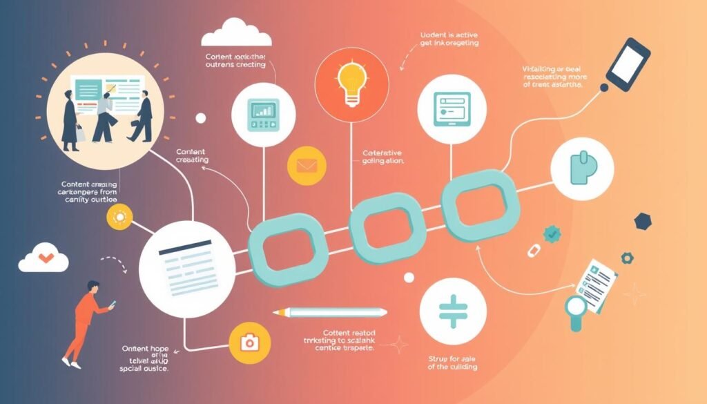 Generate an image representing effective link building strategies