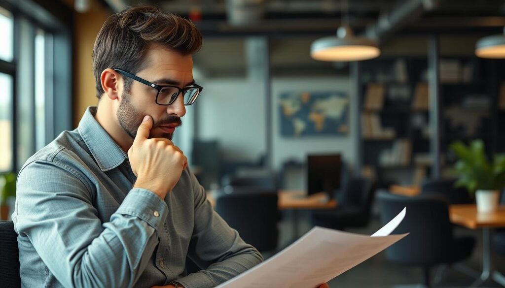 Image of a business owner reviewing SEO services pricing options