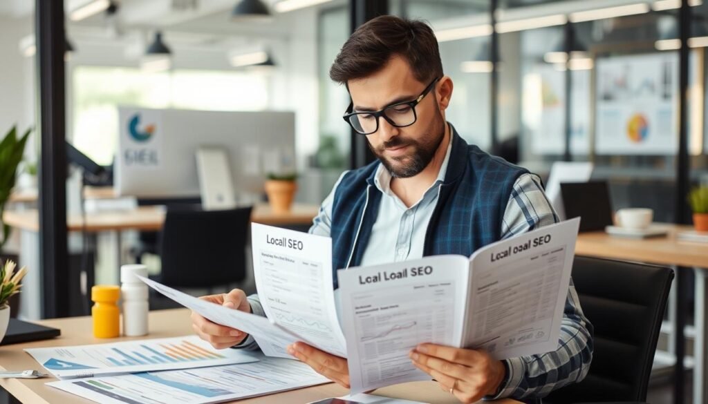 Image of a business owner reviewing local SEO pricing plans