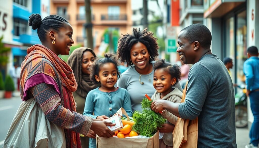 Image of a family receiving food assistance