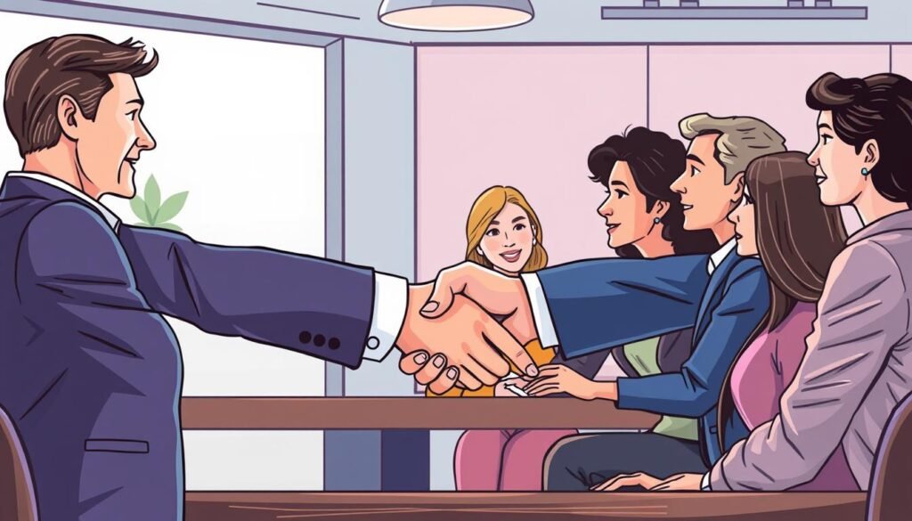 Image of a partnership handshake or a consultation meeting