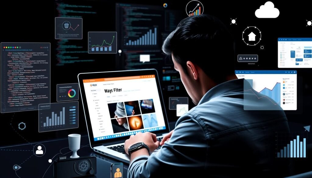 Image of a person optimizing a website on their laptop