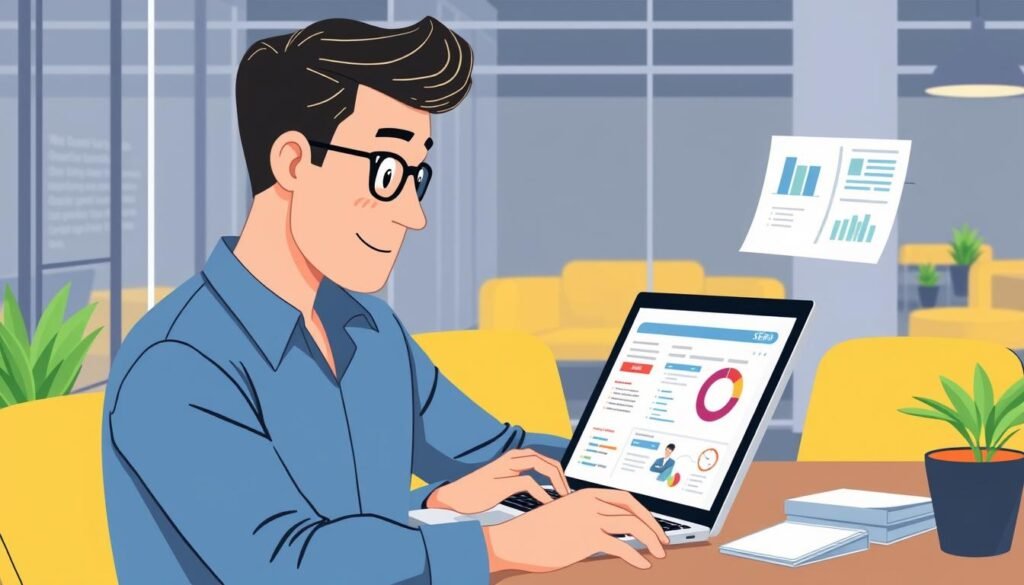 Image of a person reviewing SEO package options on a laptop