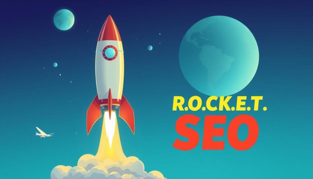 Image of a rocket launching, symbolizing the R.O.C.K.E.T. SEO process