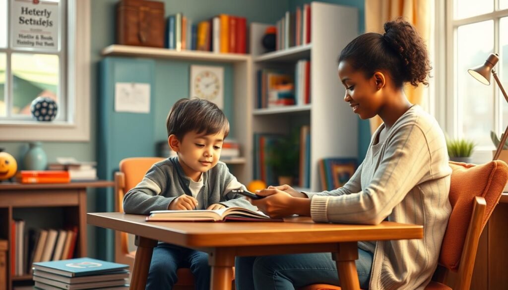 Image of a student receiving educational assistance or a tutor helping a child with homework