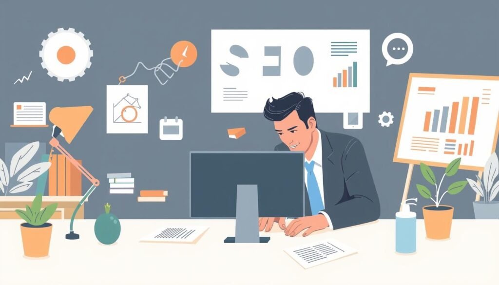 Image of a white label SEO service provider working behind the scenes for a reselling agency