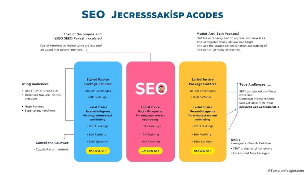Image of various SEO packages offered by Pakistani service providers
