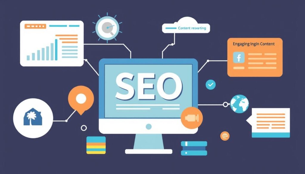 SEO content marketing services illustration